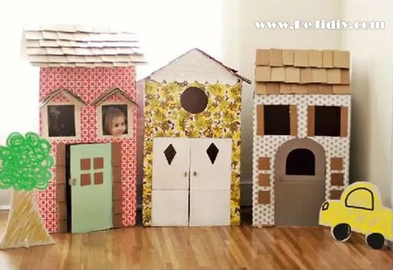 儿童玩具纸房子的手工制作方法 -  www.kejidiy.com