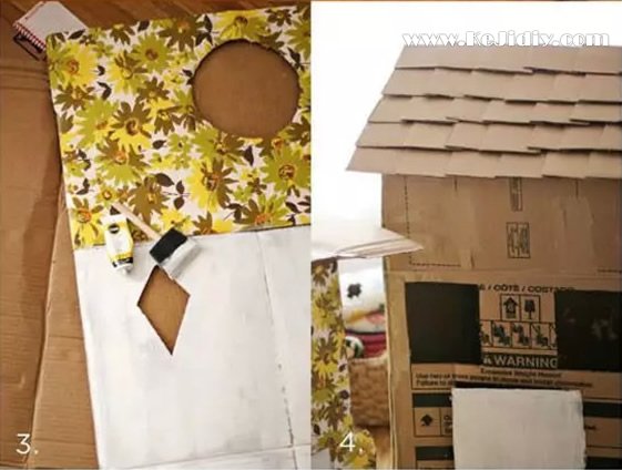 儿童玩具纸房子的手工制作方法 -  www.kejidiy.com